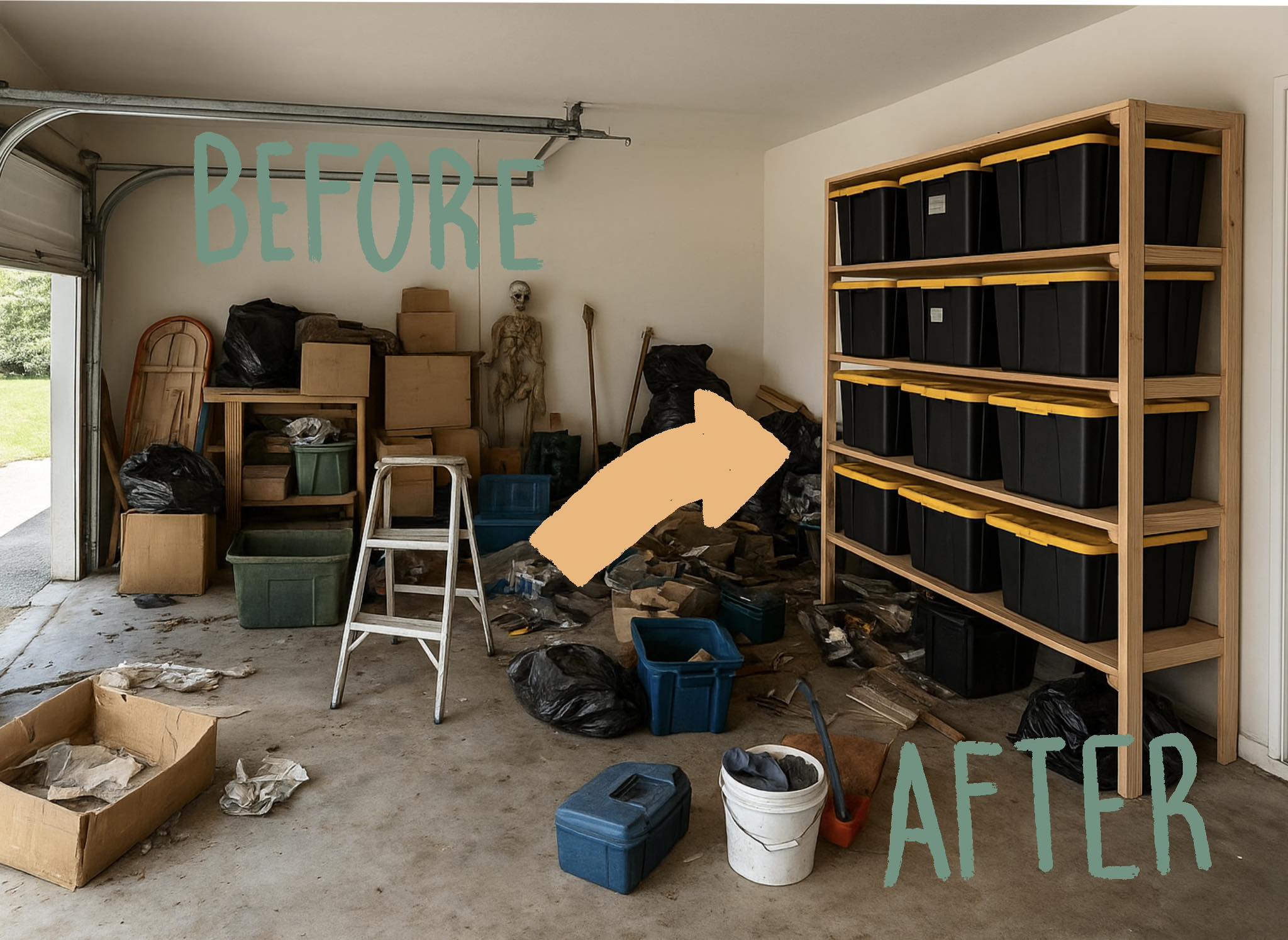 Garage organization and storage setup